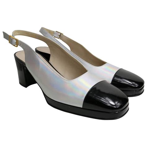 chanel slingback metallic|Chanel slingback sale.